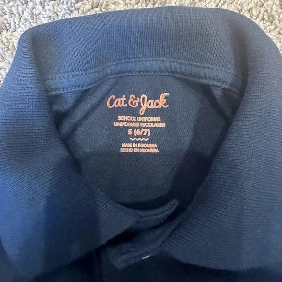 Cat and Jack Dark Navy Blue Collared Short Sleeve Tee Shirt Boys Size 6 - Picture 4 of 5